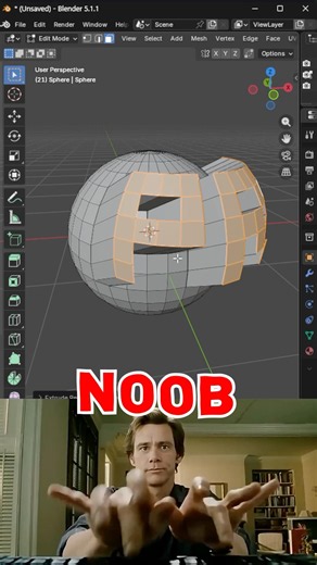 🔥 Blender Secrets Noob vs PRO: Knife Project Tool Explained 🚀 #blender #tutorial #blendertutorial