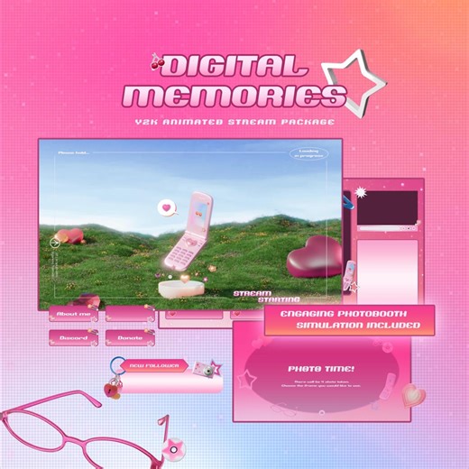 Y2K Pink Stream Package – Twitch, Youtube | Stream Overlay | Gaming Scenes | Vtuber | Photobooth Simulation Included - Etsy