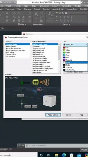 Change display color in AutoCAD #autocad #display #color