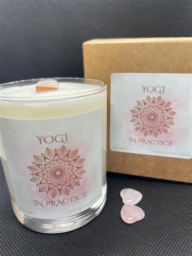 Yoga Gift Set – Soy Candle, Rose Quartz Heart - Etsy