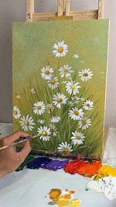 19K views · 292 reactions | Beautiful Daisy Flowers | Easy Acrylic Painting Tutorial for Beginners #045 | Acrylic Skills | Facebook