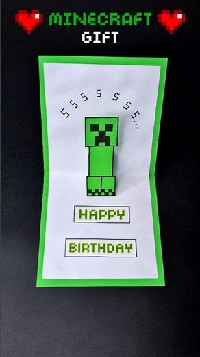 DIY Minecraft Creeper Birthday Pop Up Card Tutorial 💚 Cute Gift Idea #minecraft #shorts #diy