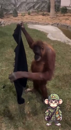 Monkey wearing clothes #animalscore #funny