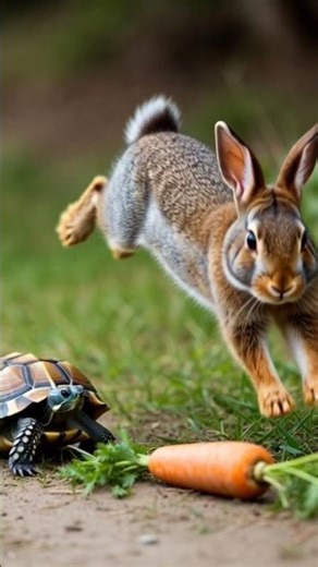 A Rabbit and Turtle Race to a Carrot 🐰🐢🥕 | Cute & Funny Animal Race