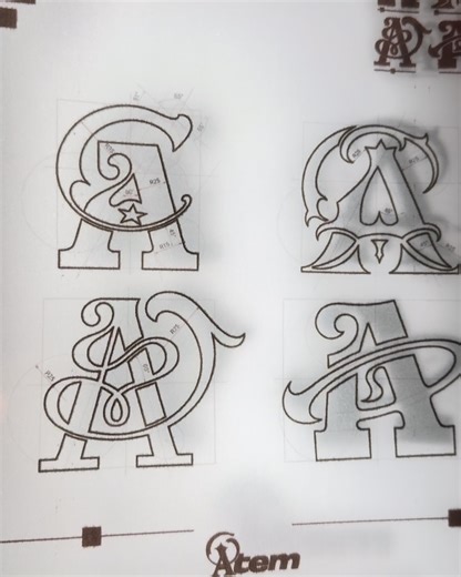 Vakho Jappari on Instagram: "A Explorations I designed the letter A for @atem.lab Four variations inspired by old Georgian Mkhedruli letterforms. Tradition translated into a modern system."