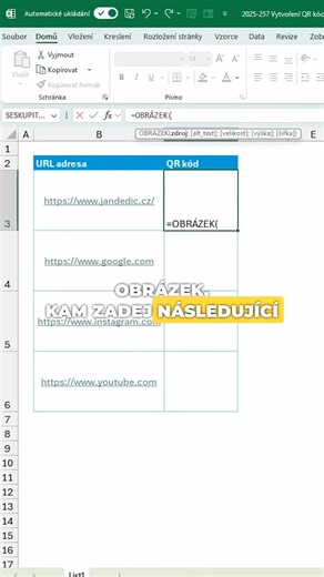 84K views · 524 reactions |  Chceš si v Excelu vytvořit QR kódy s...