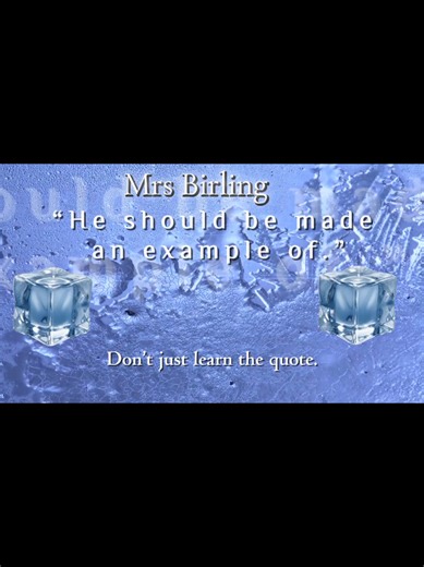 Part 3 of the An Inspector Calls Collection. Mrs Birling's dramatically ironic words are scrutinised and explored. Focusing on themes, language, context and structure, this lesser used quotation could boost your grade. Don't just learn the quotation, learn the analysis too. Watch until the end, like, save, share, follow. For all the support you need through your GCSE English Literature Paper 2 revision for mocks and the real thing. #cold #coldasice #aninspectorcalls #aic #English Mrs B is as col