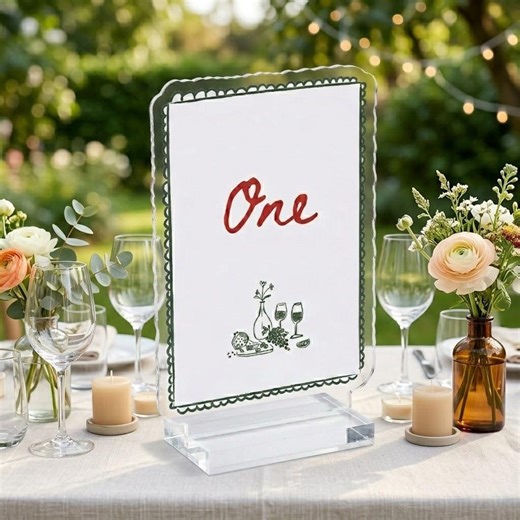 Acrylic Wedding Table Numbers Sign, Personalized Scalloped Frame Table Number Plaque, Minimal Elegant Wedding Table Sign, Reception Decor - Etsy