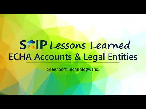 ECHA SCIP Portal Accounts and Legal Entities