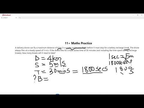 11+ Maths Practice ( Distance, Speed and Time Word Problem)