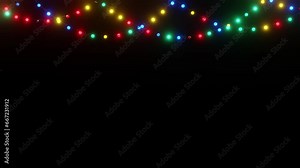 light bulb string on black background, Christmas lights colour.