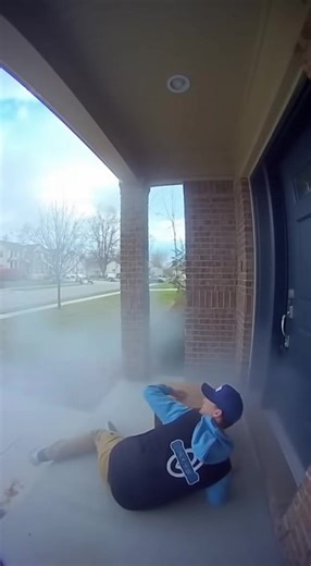 📦 Prank Package Surprise! A delivery driver approaches a large box left on a porch. When he attempts to move it, the box triggers a mechanism that explodes in a cloud of smoke and colorful confetti. The driver is startled and leaves quickly. #packageprank #porchpiratedeterrent #glitterbomb #prankgonewrong #funnyprank #viralvideochallenge #homesecurity | Caught on Camera
