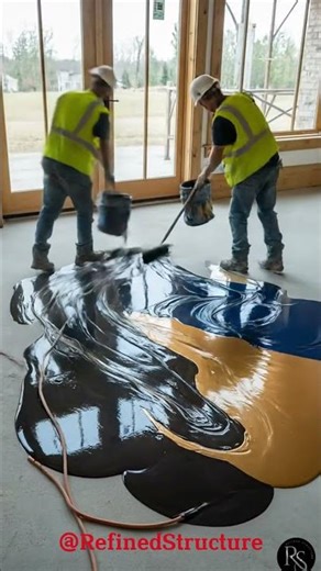 Rustic Living Room Gets a Stunning River Stone Floor #DIY #epoxy #renovation