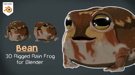 Bean - Rigged 3D Rain Frog for Blender