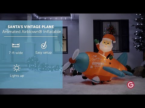 SANTA'S VINTAGE PLANE Animated Airblown® Inflatable