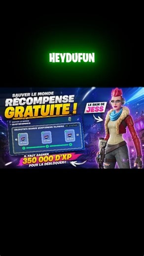 FORTNITE SAVE THE WORLD: FREE Jess Skin 350,000 XP! #shorts