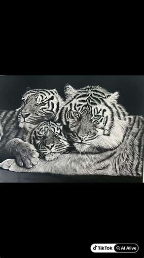 AI brought one of my Scratchbord pieces to life! #animalart