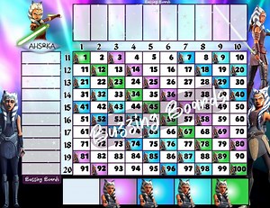 AHSOKA Grid Bingo Board, 10x10, 20 Players, 1 to 100 Balls, 2 PDF Files (straight and Mixed), 11 X 8.5 Inches, Landscape Printable - Etsy