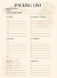 Printable Packing List - 2 Designs! - Etsy