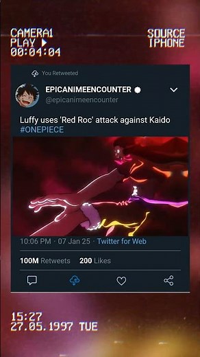 Luffy unleashes Red Roc on Kaido #onepiece