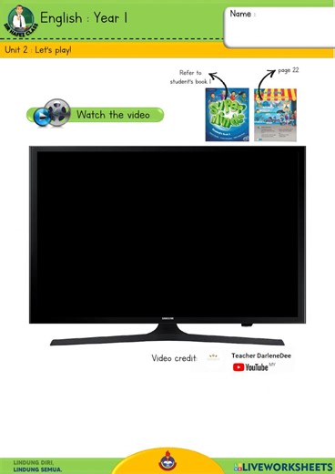 English Y1 - Let's play 1 worksheet