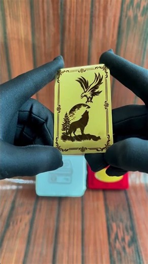 Majestic Eagle & Wolf Matte Gold Metal Card | Premium Engraved Design