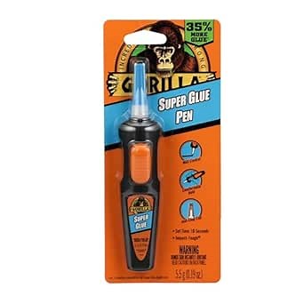 Gorilla Super Glue Pen, Cyanoacrylate Glue, Fast Setting, Precise Dispensing Pen Shaped Applicator, Clear, 5.5g (Pack of 1)