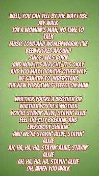 Bee Gees Stayin Alive Lyrics Released in 1977