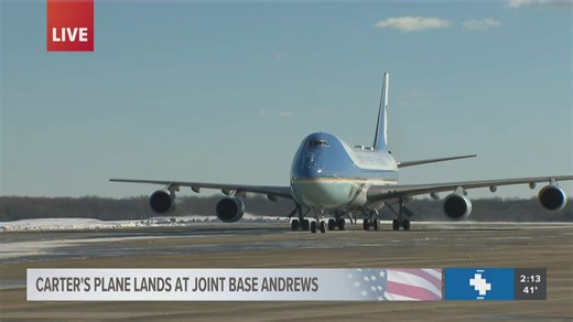 Jimmy Carter's plane lands at Joint Base Andrews