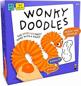 Lucky Egg Wonky Doodles – Hilarious Drawing Games for Family Game Night & Parties – Family Board Games for Adults with Wonky Doodler, 150 Word Cards & Whiteboard – Best Family Games for Ages 8+