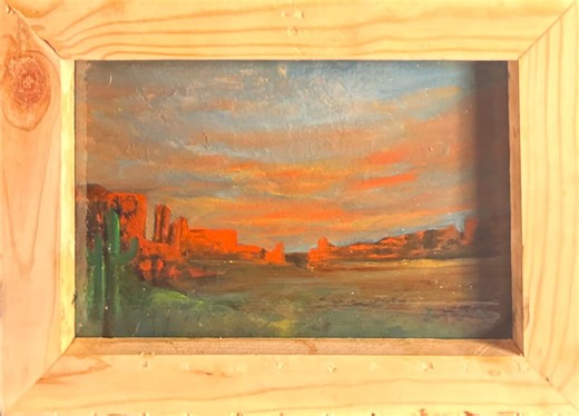 Arizona Desert Landscape Painting Saguaro Cactus Red Rock Sunset Southwest Wall Art Original - Etsy