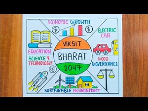 Viksit Bharat Drawing Easy / Viksit Bharat 2047 Poster Drawing / My Vision For India In 2047 Drawing