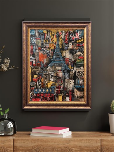 Paris Skyline Graffiti Art Print | Colorful Abstract Eiffel Tower Wall Art | Urban Street Style Paris Decor | Digital Download - Etsy