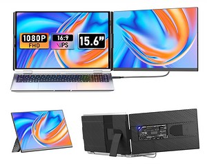 Upgraded Laptop Screen Extender - 15.6" FHD 1080P Portable Monitor for Laptop, Dual Laptop Monitor Extender for 13"-17.3" Laptops, Detachable & Plug and Play for Wins/Mac/Android/Chrome