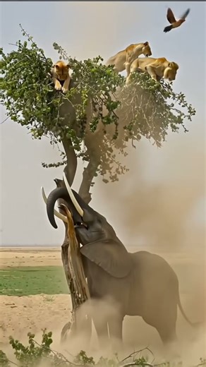 Angry Elephant : Persistent Lions on Savannah #AngryElephant #Persistent Lions #WildLife #Elephant