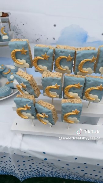 Moon and Star Themed Baby Shower Cake Pops and Treats