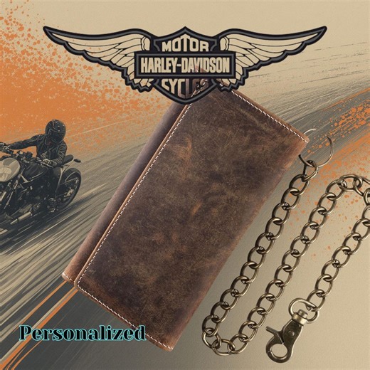 Leather Biker Wallet With Chain Personalized, Engraved Credit Cards Holder, Motorcycle Gifts - Etsy