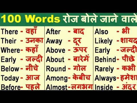 English Word Meaning | English Meaning in Hindi