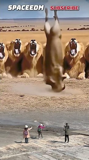 THE BOAR WAS DANCING TURNS IN FRONT OF THE LION #wildanimals #animals #shorts