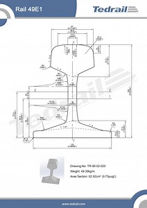 [Hot Item] Rail 49e1 (S49) Manufactured According European Standard En 13674-1, Mass 49.39 Kg Per Metre