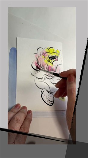 【 #牡丹 #ぬり絵手紙 #夏 】花の王様・牡丹を顔彩や絵の具で華やかに彩るぬり絵手紙♪豪華であでやか、それでいてどこか上品。にじみや重なりを楽しみながら、いつでも描きたくなる牡丹の魅力に癒されます