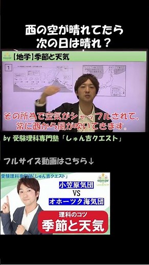 【理科のコツ「季節と天気」】なぜ日本の天気は西から変わるのか【受験理科専門塾しゅん吉クエスト】