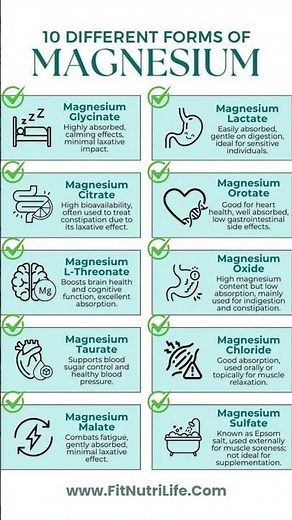 "10 Types of Magnesium & What They Actually Do!" #nutritiontips #shorts