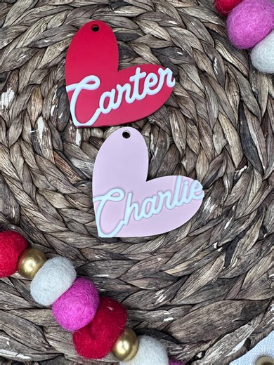 Personalized Heart Name Tag | Kids Valentine Gift Tag | Love Basket Name Tag | Custom Valentine Keepsake | Galentine Gift Idea - Etsy