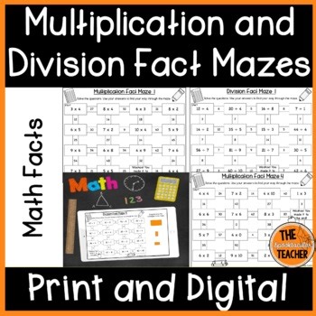 Multiplication and Division Facts | Math Maze Activity for 3rd Grade Math Review