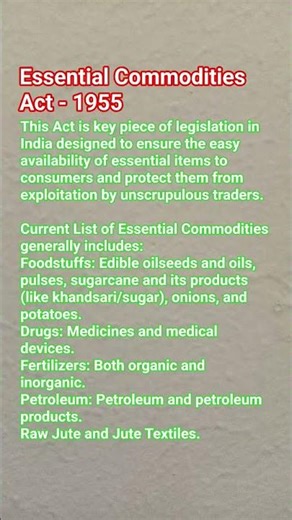 Essential Commodities Act - 1955 - List of Essential commodities in India -Gas LPG Petroleum product