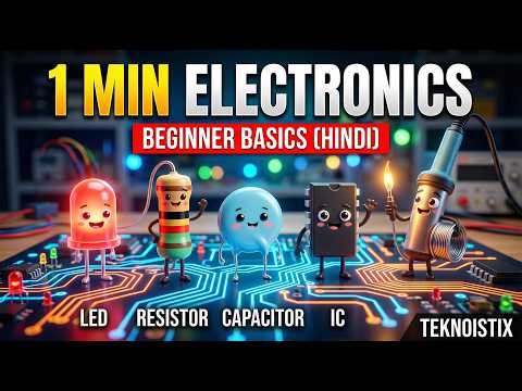 1 Minute Mein Electronics Seekho ⚡ | LED, Resistor, Capacitor Fun Animation (Hindi) | Teknoistix