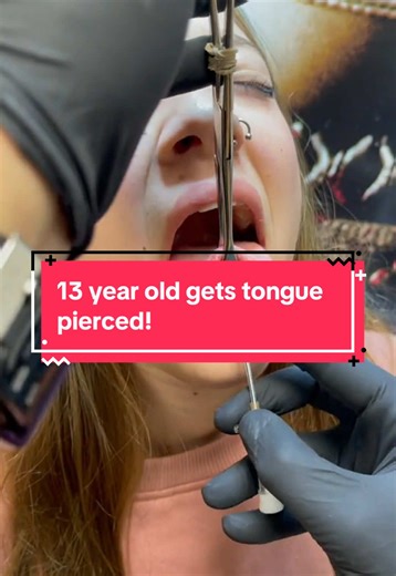 13 year old gets her tongue pierced #pierced #piercinglovers #tonguepierced #piercedgirls #tonguepiercing #piercedteen