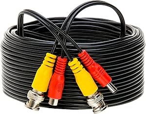 Cables Direct Online 50FT Black Premade BNC Video Power Cable Extension Wire for CCTV, Security Camera, DVR, Surveillance System, All in One Plug & Play Cord