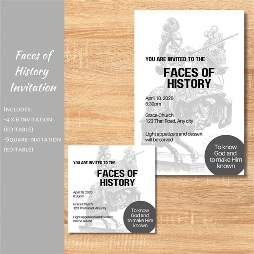 Classical Conversations Faces of History Invitation CC Cycle 2 Foh - Etsy